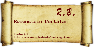 Rosenstein Bertalan névjegykártya